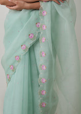 Ichika Saree Mauve Blouse Set - Sage Green