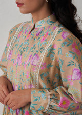 Sia Pleated Kurta Set - Tan Brown