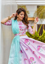 Natasha Luthra in our Peony Pink Jacobean Applique Lehenga Set