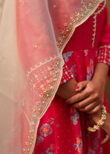 Tircha Anarkali Set - Red