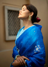 Circle Bootah Saree - Cobalt Blue