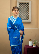 Circle Bootah Saree - Cobalt Blue