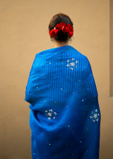 Circle Bootah Saree Blouse Set - Cobalt Blue