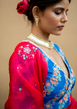 Tircha Panelled Lehenga Set - Multicolour