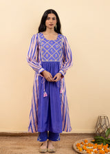 Kira Gathered Kurta Set - Royal Purple