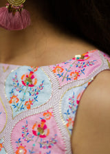 Ogee Kurta Sharara Set - Blue Pink