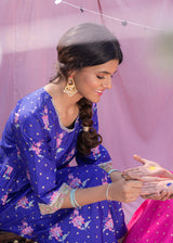 BOOTAH GATHERED KURTA SET - AZURE BLUE