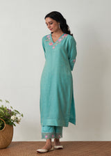 Anman Tissue Kurta Set - Tiffany Blue