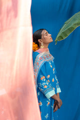 Santra Kurta Set - Yale Blue