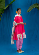 Inaayat Short Kurta Set - Berry Pink