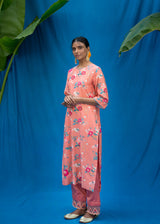 Bahaar Kurta Set - Salmon Peach