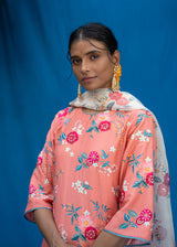 Bahaar Kurta Set - Salmon Peach