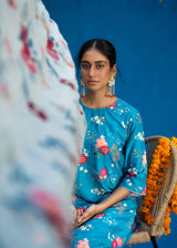 Bahaar Kurta Set - Teal Blue