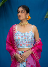 Bahaar Lehenga Noor Blouse Set - Powder Blue