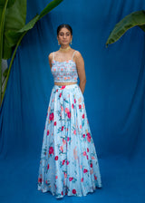 Bahaar Lehenga Noor Blouse Set - Powder Blue