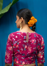 Vetri Organza Saree Burgundy Blouse Set - Burgundy