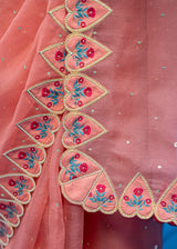 Vetri Organza Saree - Salmon Peach