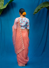 Vetri Organza Saree - Salmon Peach