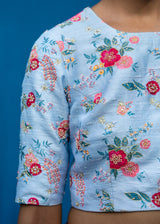 Vetri Organza Saree Blouse Set - Salmon Peach