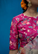 Bahaar Organza Saree Blouse Set - Cream