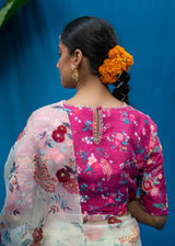 Bahaar Organza Saree Blouse Set - Cream