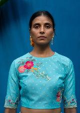 Bahaar Lehenga Ruhi Blouse Set - Turquoise Blue