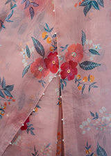 Bahaar Organza Saree Blouse Set - Coral Beige