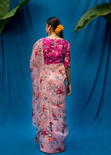 Bahaar Organza Saree Blouse Set - Coral Beige