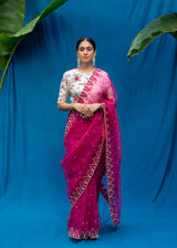Vetri Organza Saree - Burgundy