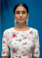 Vetri Organza Saree Cream Blouse Set - Burgundy