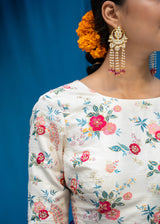 Vetri Organza Saree Cream Blouse Set - Burgundy