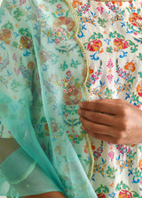 Suzani kurta lehenga set- Off White