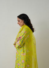 Sia Kurta Set - Lime Yellow