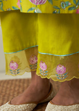 Sia Kurta Set - Lime Yellow