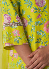 Sia Kurta Set - Lime Yellow