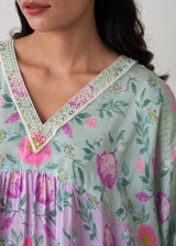 Sia Short Kaftan Set - Lavender-Sage Green
