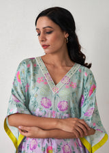 Sia Long Kaftan Set - Lavender-Sage Green