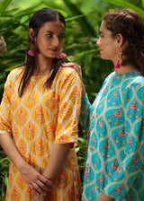 Ogee Kurta Set - Mango Yellow