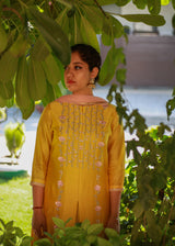 Front-Slit Kurta Set - Mustard Yellow