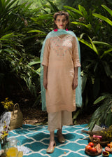Tissue Kurta Set - Peach