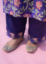 Leaf Kurta Applique Dupatta Set - Purple