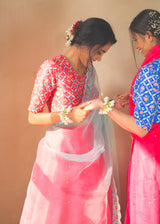 Tile Scallop Lehenga Set - Red