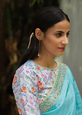 Alankrit Saree Blouse Set - Turquoise Blue
