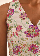 Jacobean Sleeveless Blouse - Peony Pink