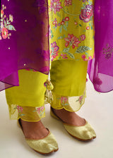 Jacobean Kurta Set - Lime Green