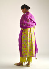 Jacobean Kurta Set - Lime Green