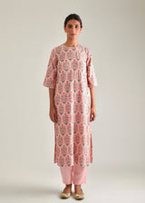 Mughal Kurta Set - Peach