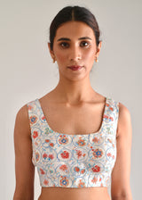 Swirl Sleeveless Blouse - Ivory White