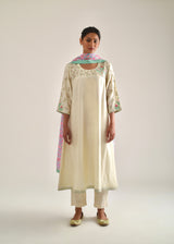 Bageecha Kurta Printed Dupatta Set - Off-White