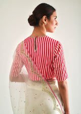 Badra Saree Dhaari Blouse Set - Off White